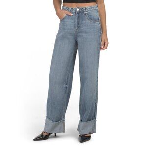 REWASH Vintage Indigo Extreme Raw Cuff Wide Leg Jeans
